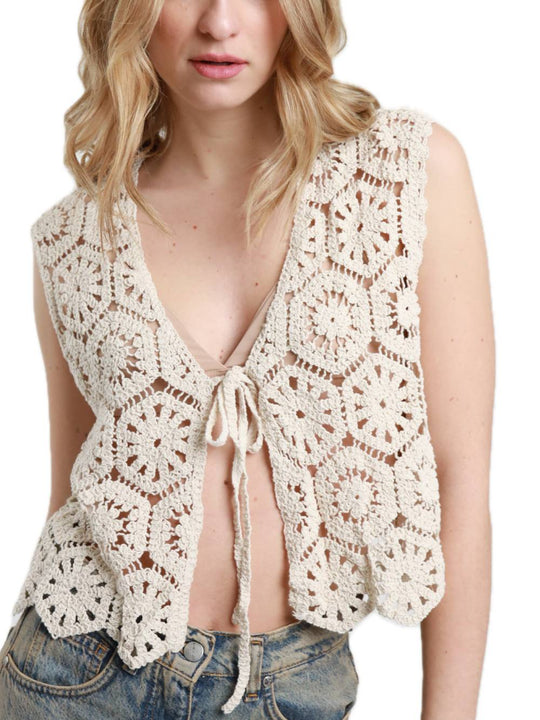 Gilet Crochet - Beige