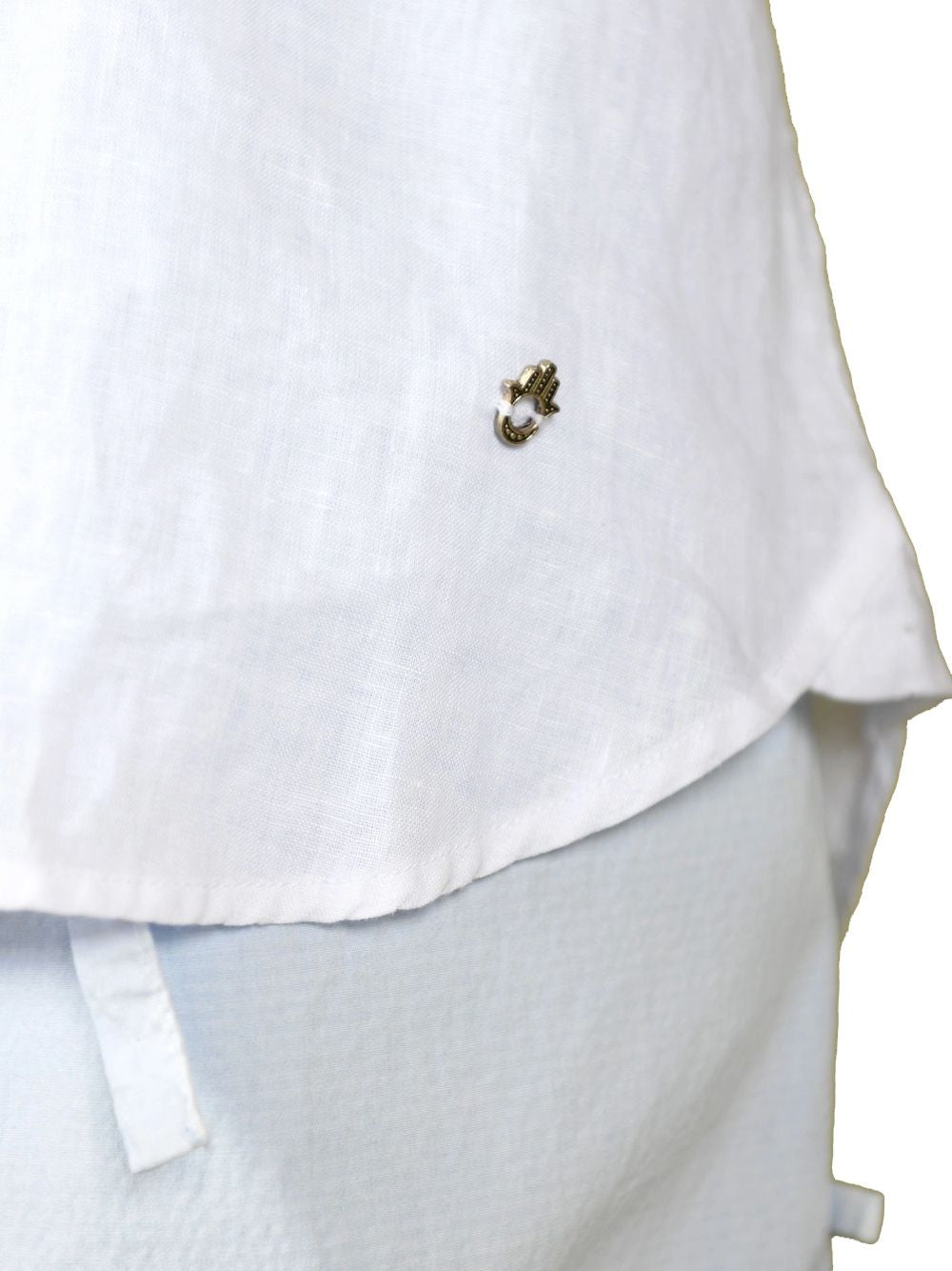 Camicia Collo Coreana Lino - Bianco — 2