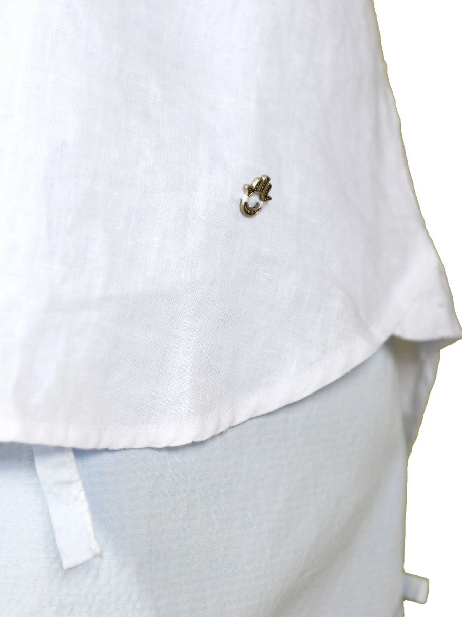 Camicia Collo Coreana Lino - Bianco — 2