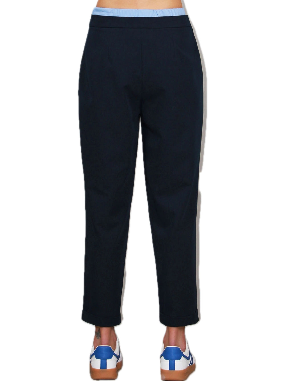 Slim Fit Trousers with Piping - Blue — 3