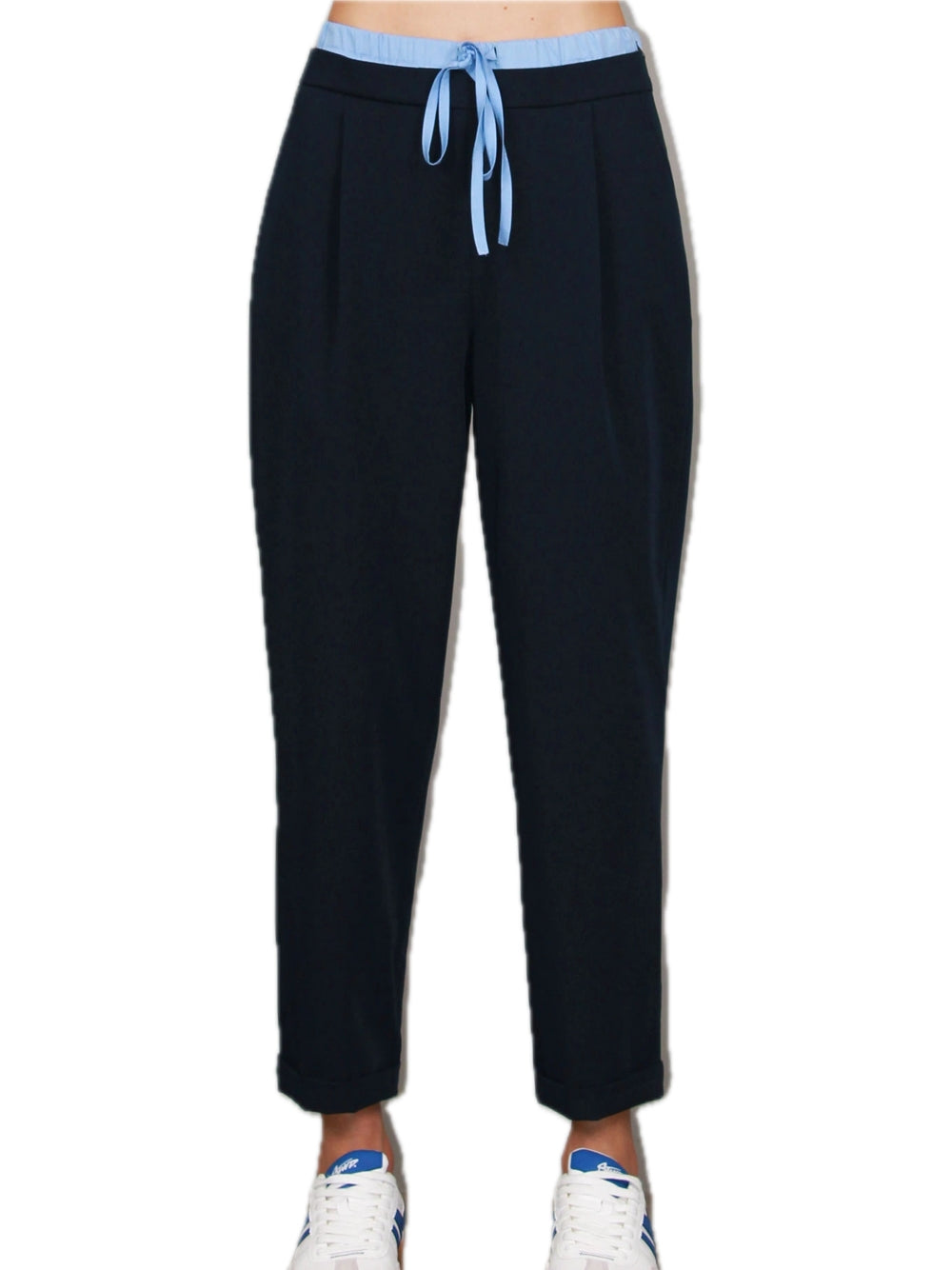 Slim Fit Trousers with Piping - Blue — 1