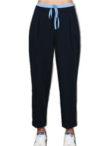 Slim Fit Trousers with Piping - Blue