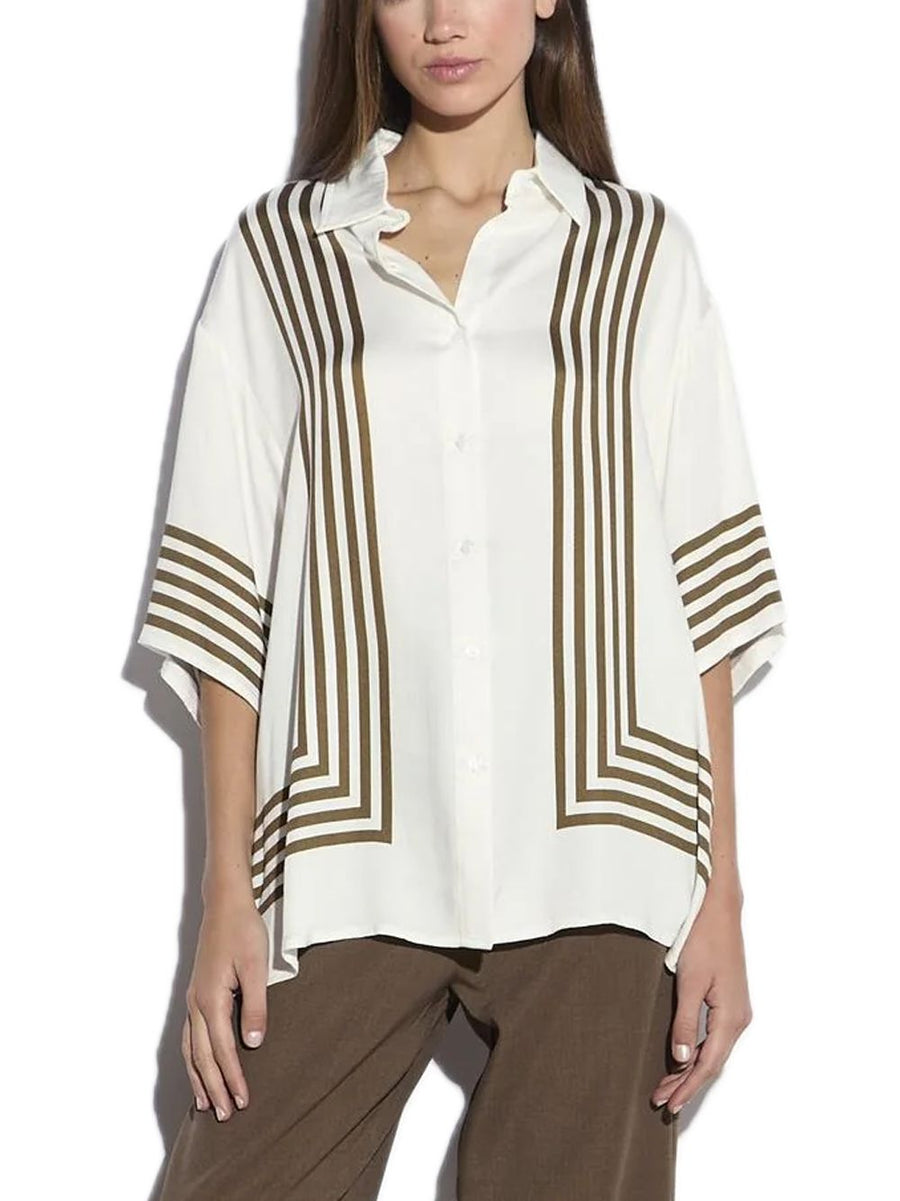 Ladies Short - Cream Olive Stripe