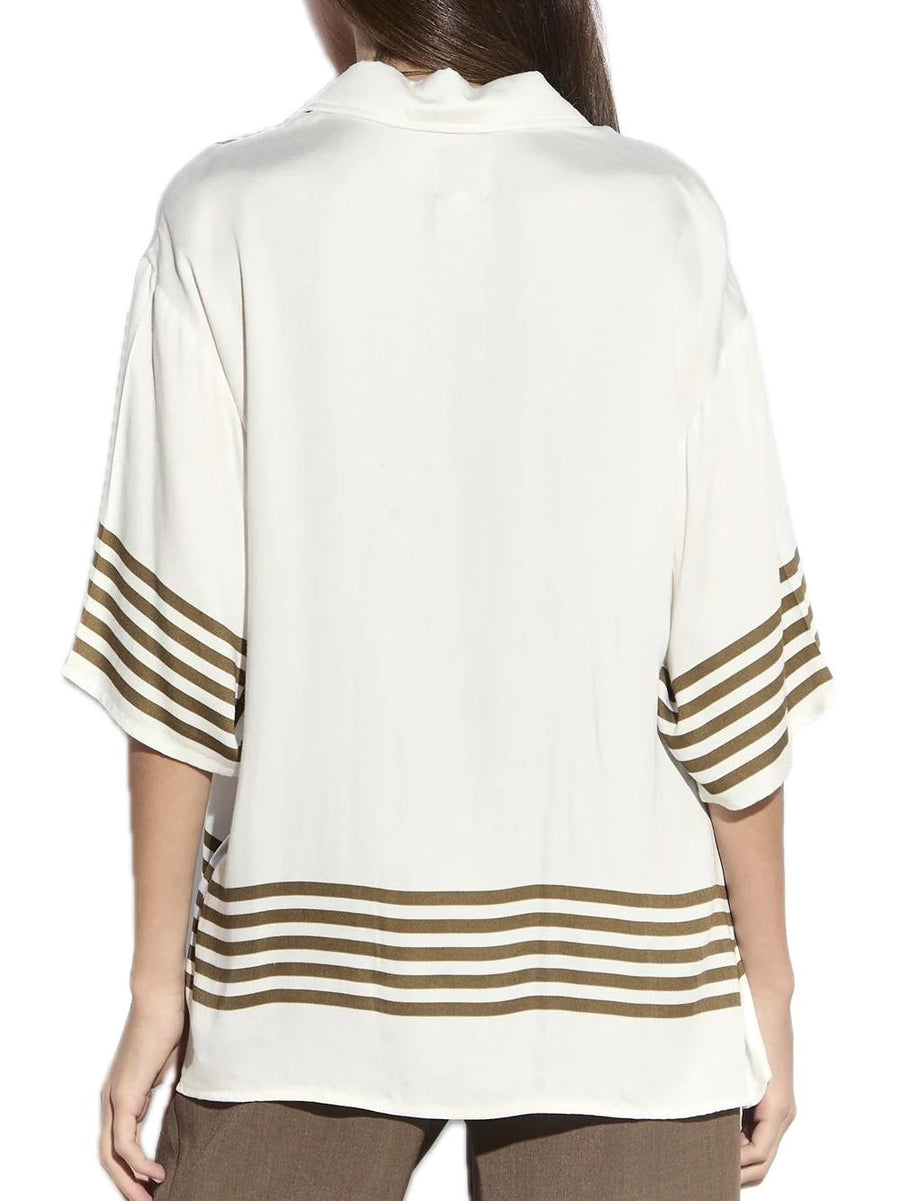 Ladies Short - Cream Olive Stripe — 2