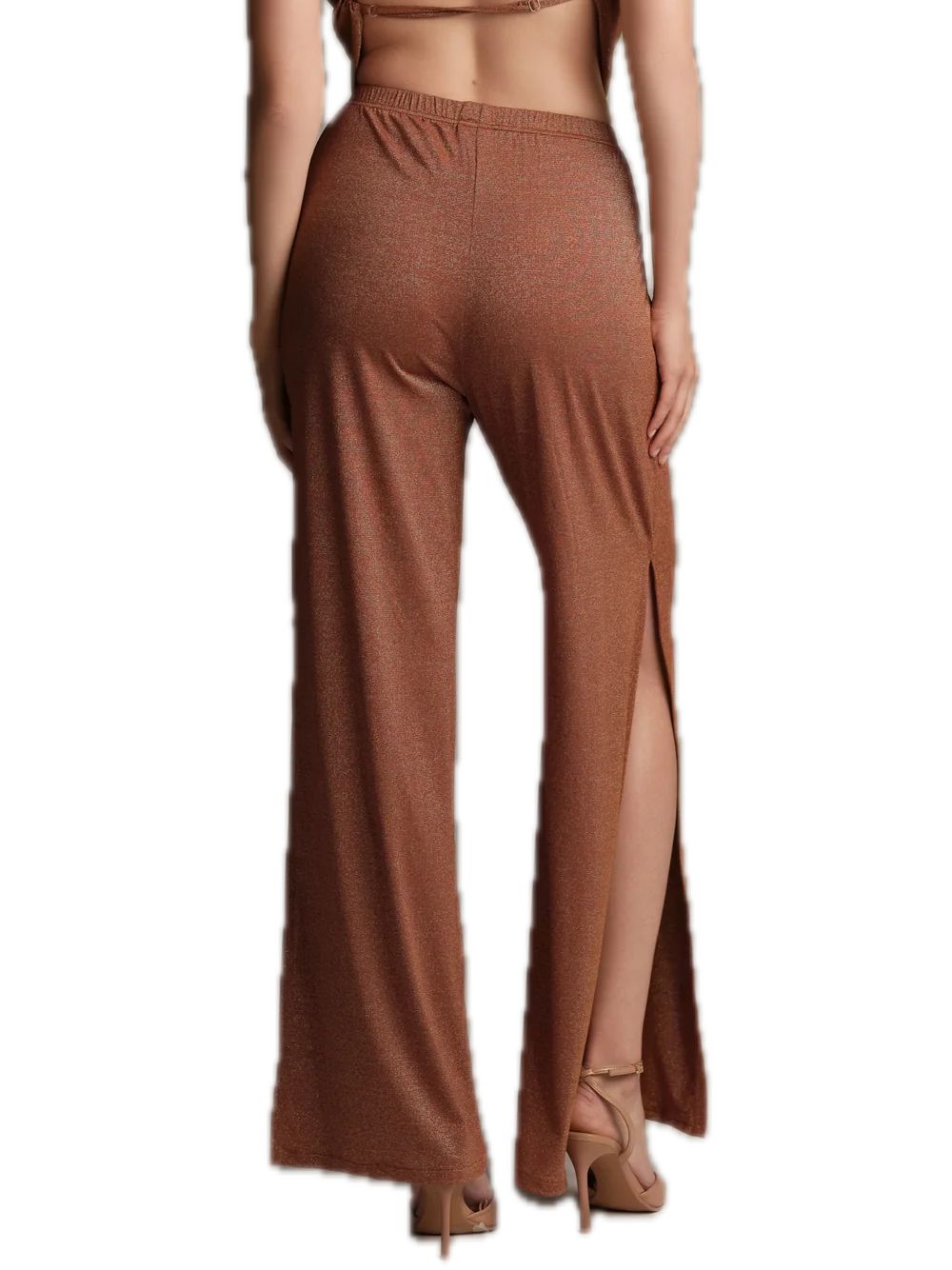 Pantalone Maglia Rigata Lurex - Ruggine — 2