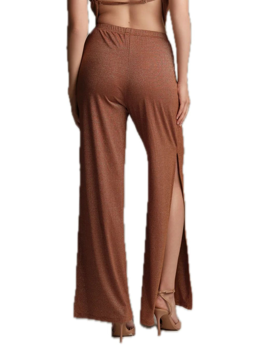 Pantalone Maglia Rigata Lurex - Ruggine — 2