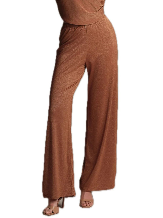 Pantalone Maglia Rigata Lurex - Ruggine