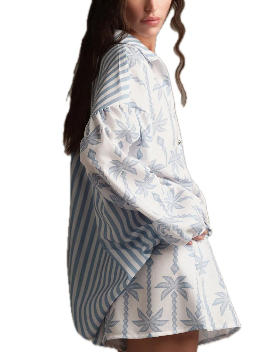 Camicia Allover Palma - Celeste — 2