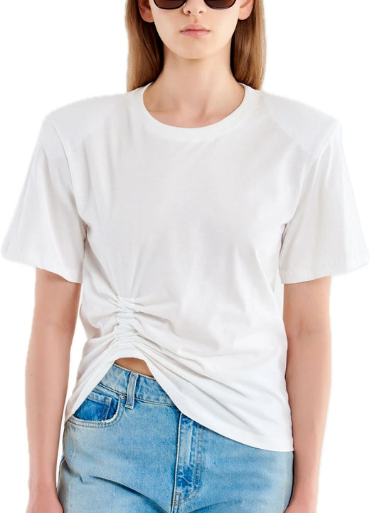 T-shirt Spalline Arricciatura - Naturale