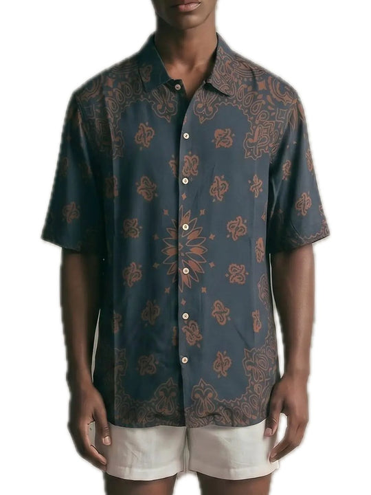 Bowling Shirt Rayon Bandana - Navy