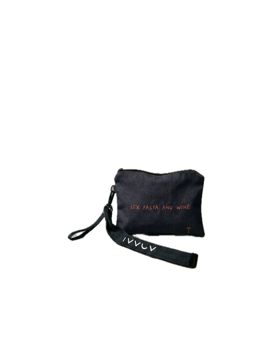 Pochette Canvas Sex Pasta & Wine - Black