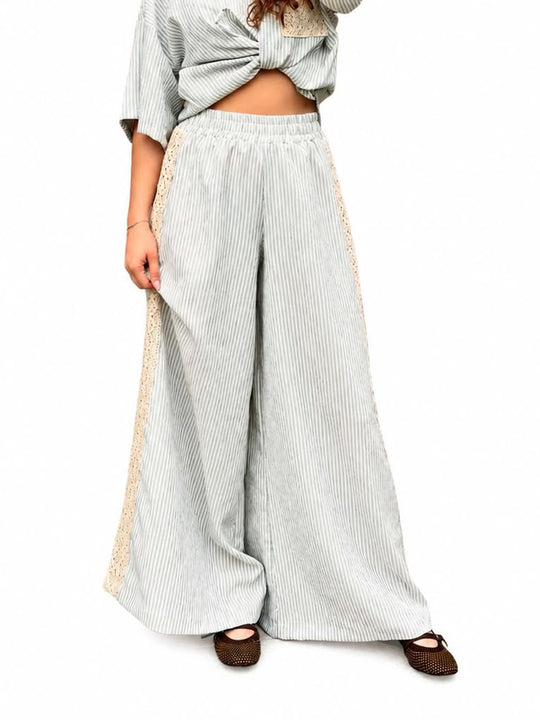 Pantalone Riga Pizzo - Abf Azzurro