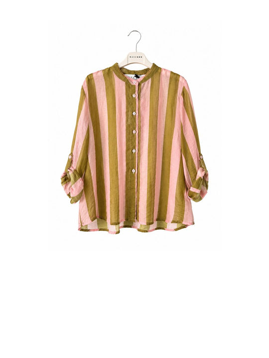 Camicia Eco - Fantasia Righe Rosa Olio