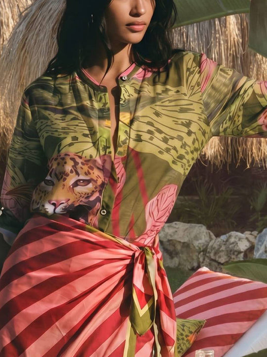 Camicia Fantasia Tigre - Verde