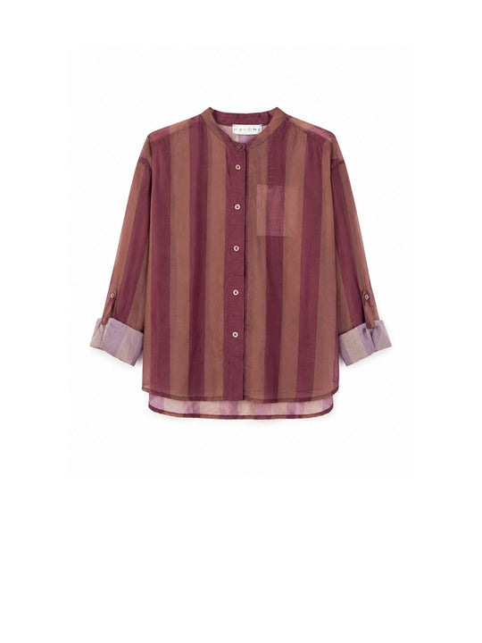 Camicia Eco - Fantasia Righe Cioccolato Prugna