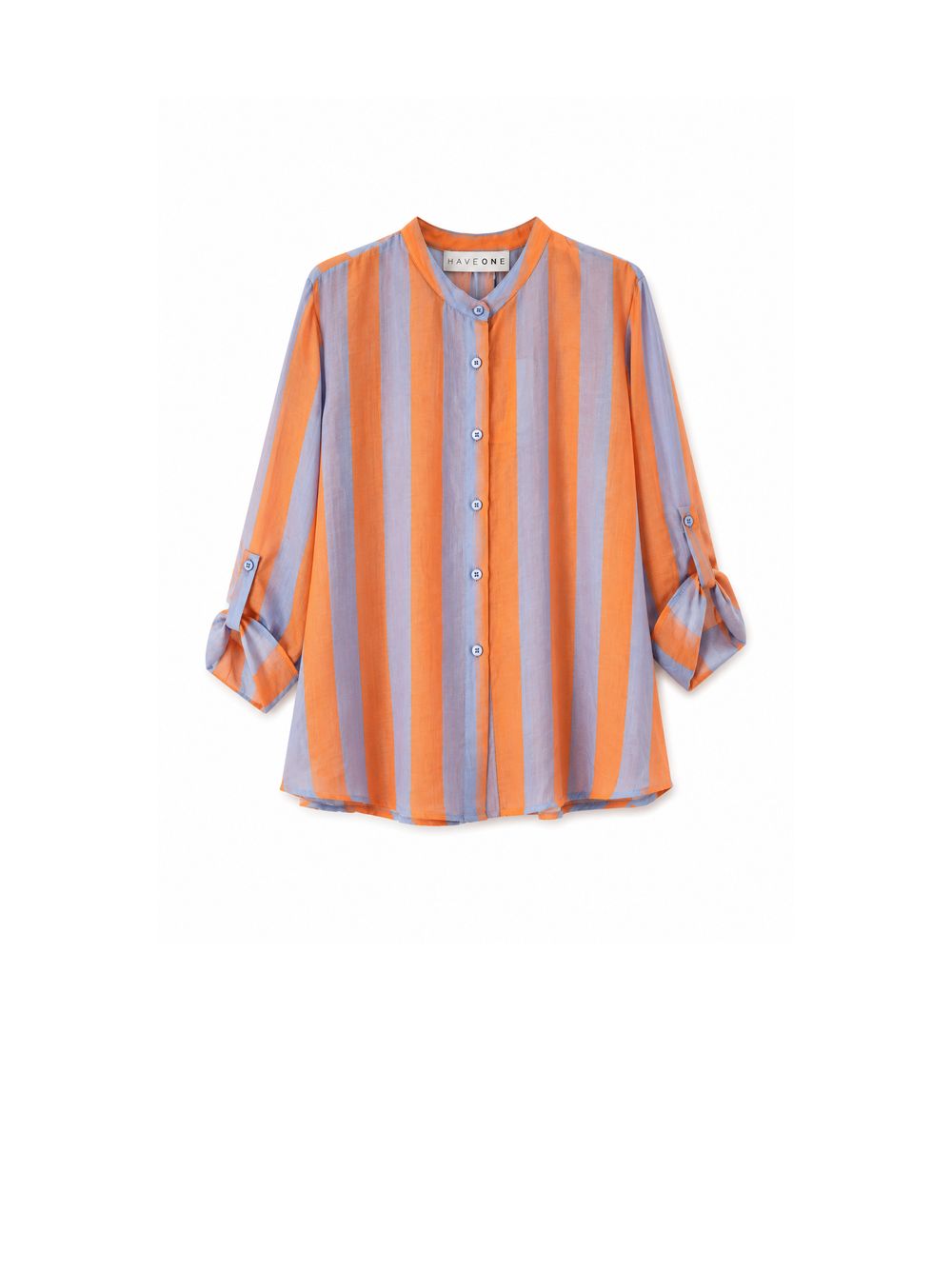 Eco Shirt - Orange Light Blue Striped Pattern — 1