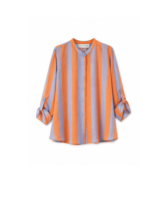 Camicia Eco - Fantasia Righe Arancio Celeste