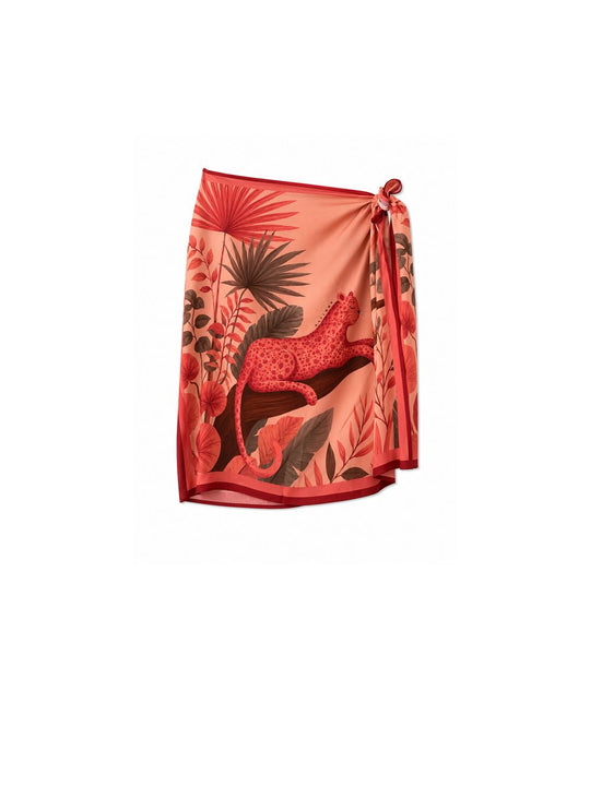 Gonna Mini Pareo - Leopardo Rosa