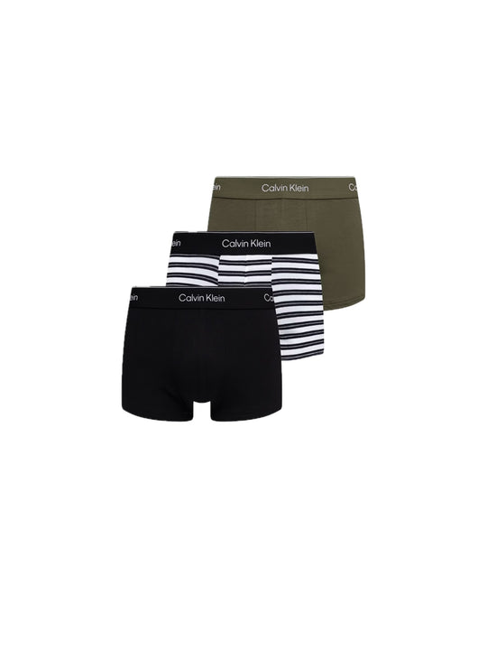 Low Rise Trunk 3Pk - Black Triple Stripe Black Olive Nig