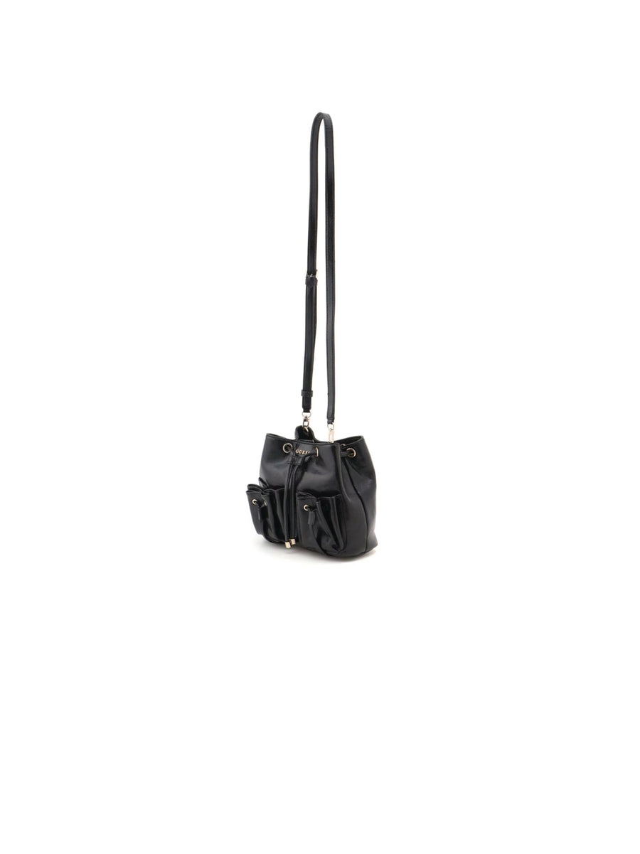 Theodora Drawstring Bucket - Black — 2