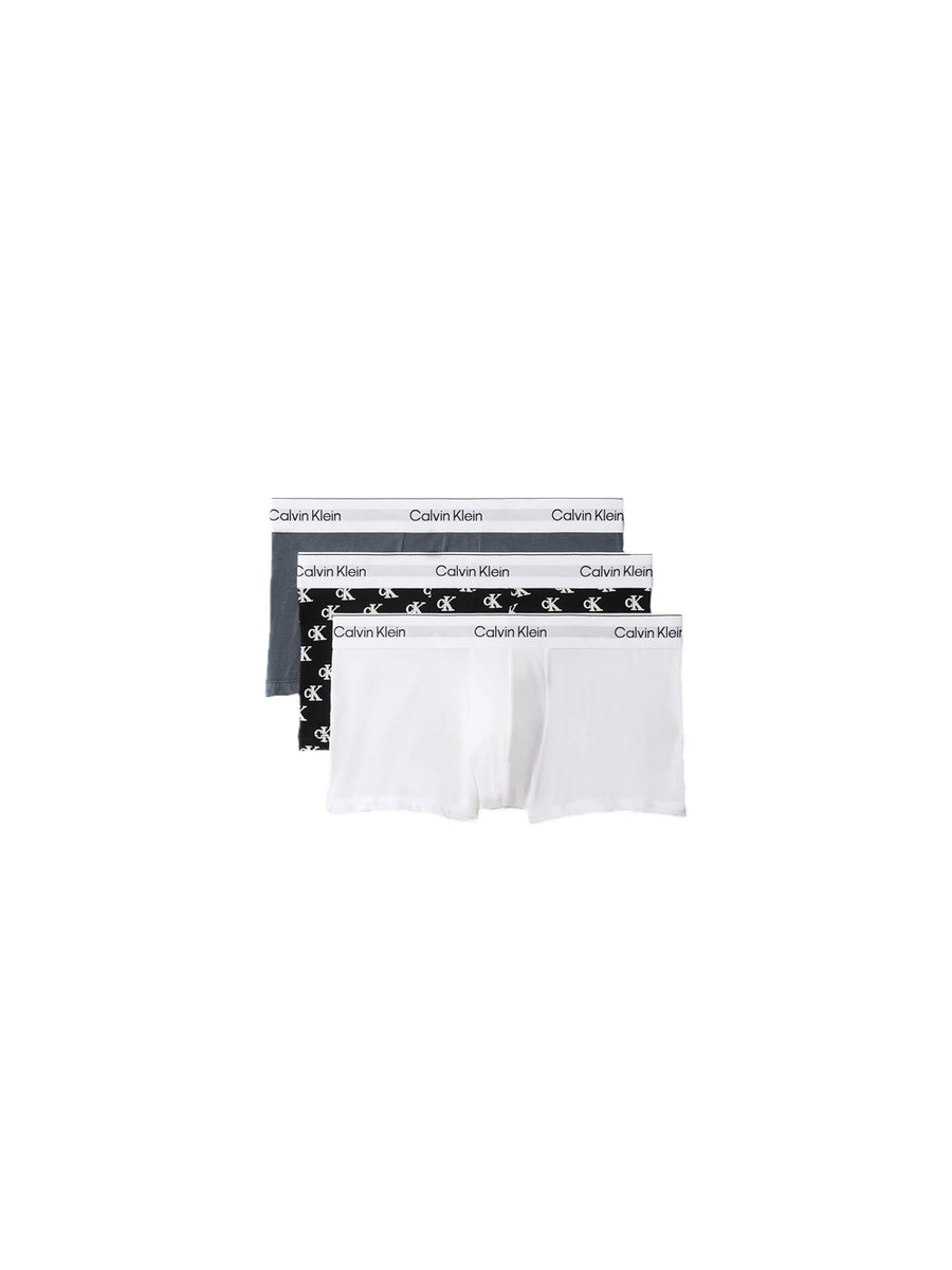 Low Rise Trunk 3Pk - White Collegiate Logo Black Turbulence