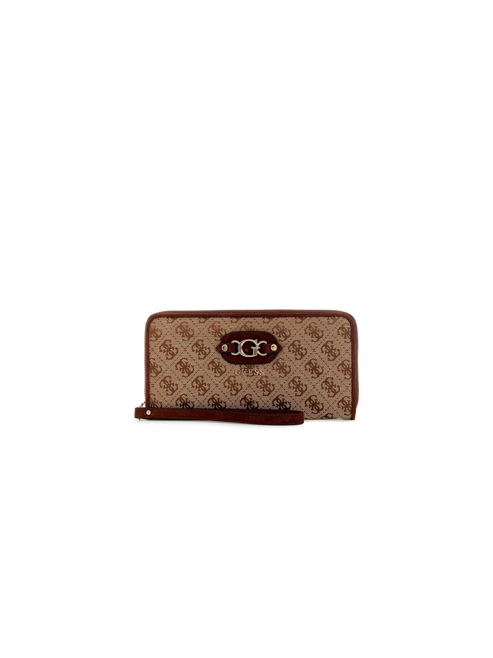 Samantha Large Zip-Around Wallet - Latte Brown Logo — 2