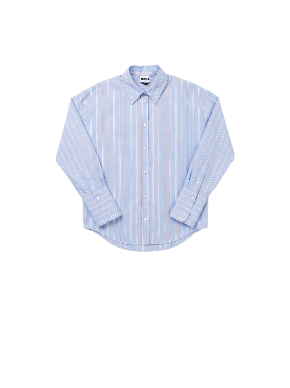 Striped Shirt Solid Color - Light Blue — 2