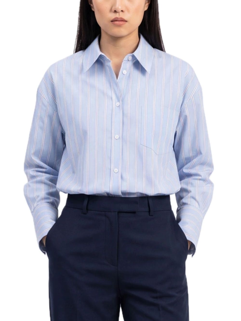 Striped Shirt Solid Color - Light Blue — 4