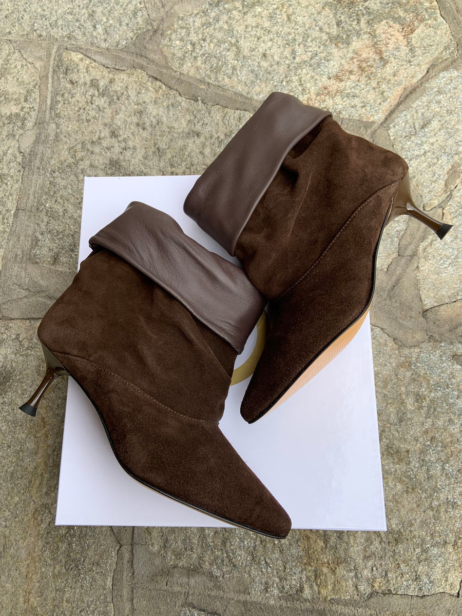 Suede Ankle Boots - Dark Brown — 2