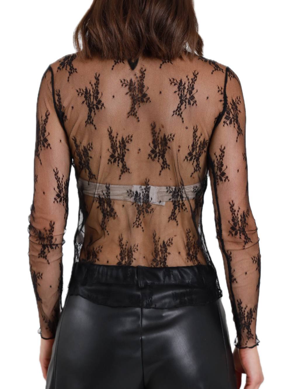 Lace Crew Neck - Black — 3