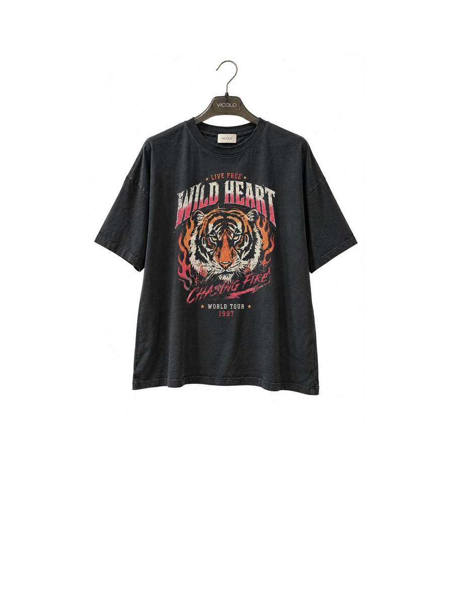 T-shirt Tigre Manica Corta - Piombo