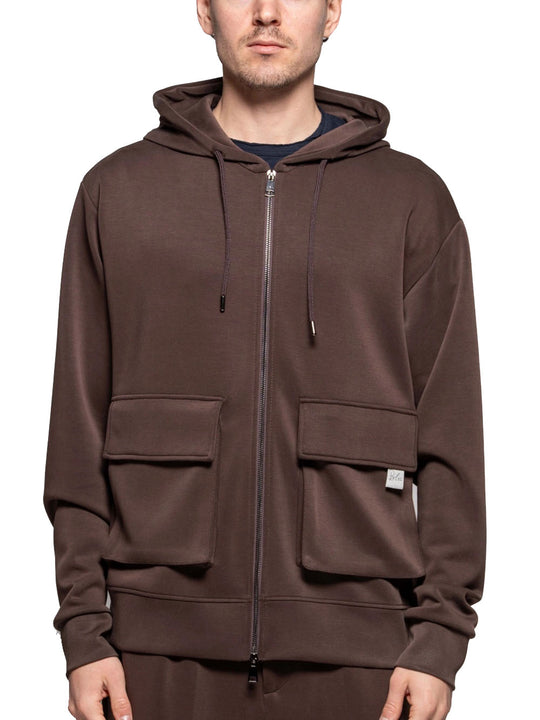 Felpa Cappuccio Zip - Moro