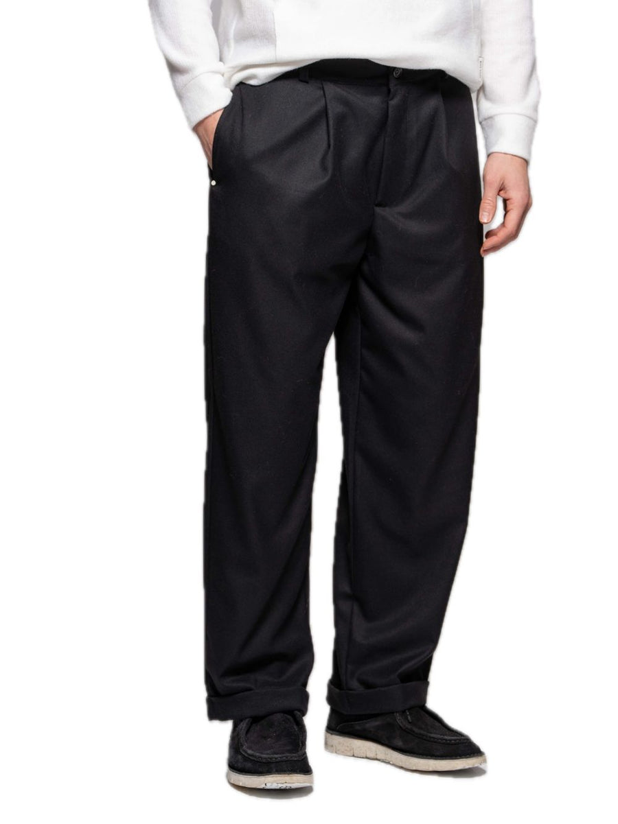 Pantalone Panno Japan Risvolto - Nero — 2
