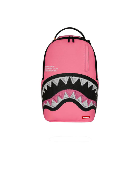 Shark Central Pink Embroidered Shark Backpack