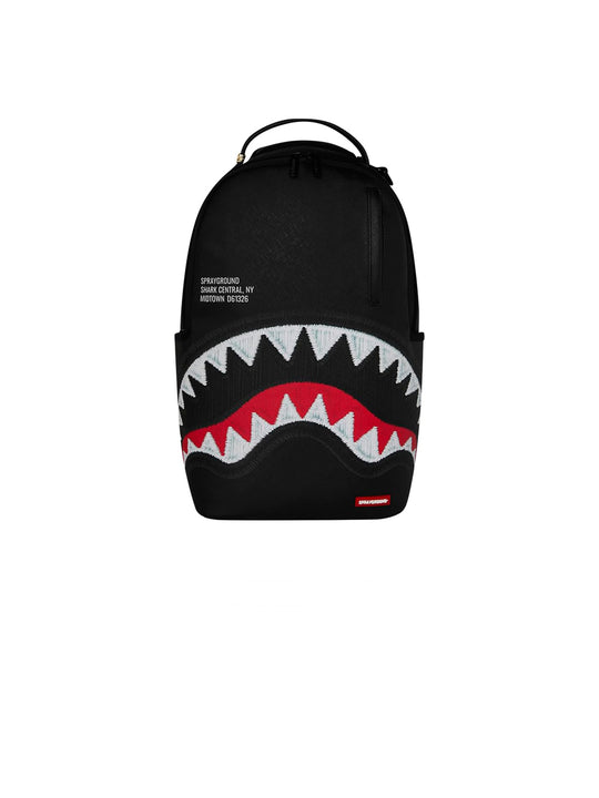 Shark Central Black Embroidered Shark Backpack