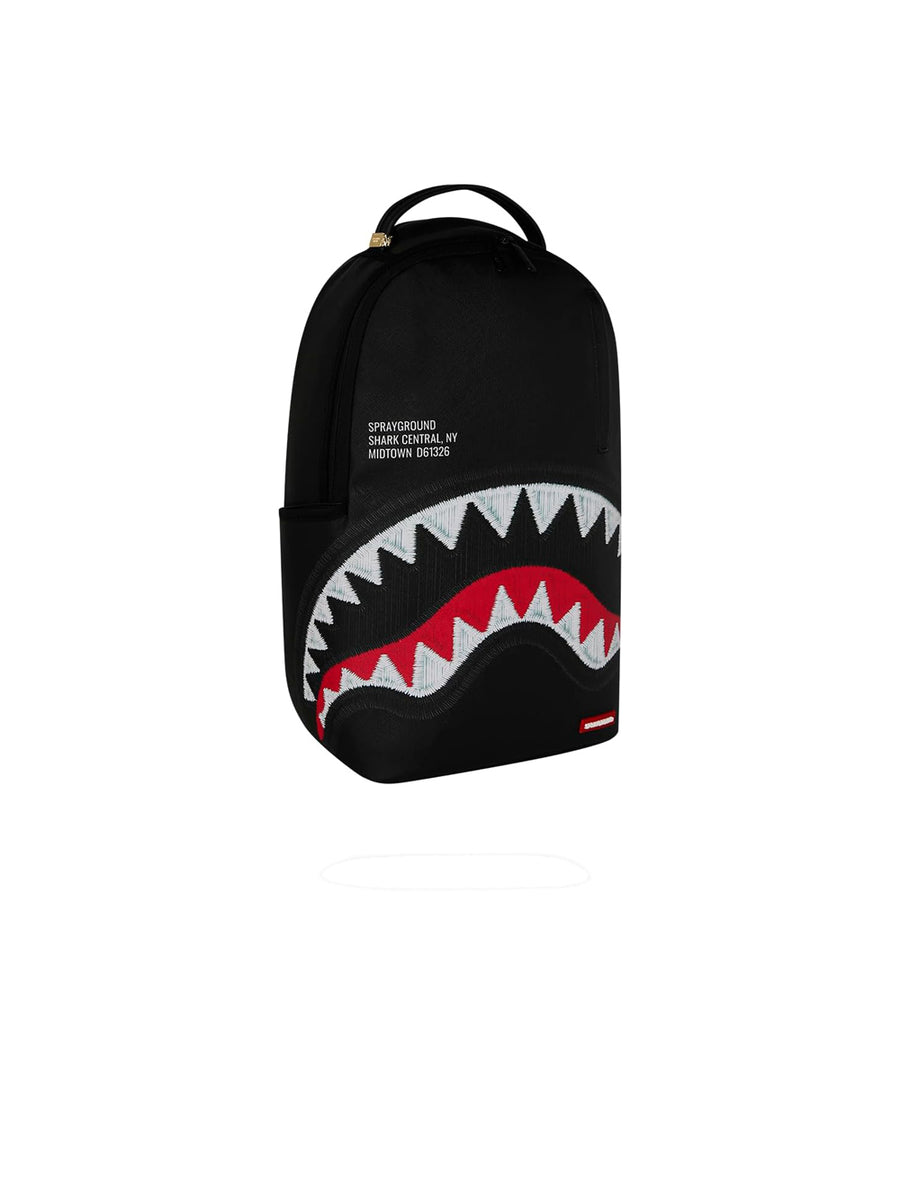 Shark Central Black Embroidered Shark Backpack — 2