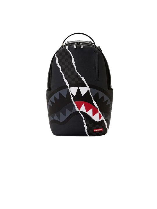 Center Rip Revealing Gray Check Backpack