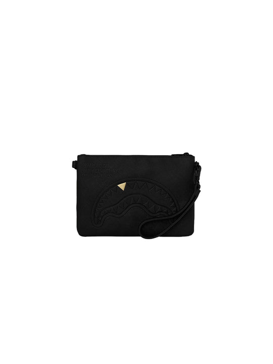 Blacked Out Embossed Gold Tooth Crossover Clutch