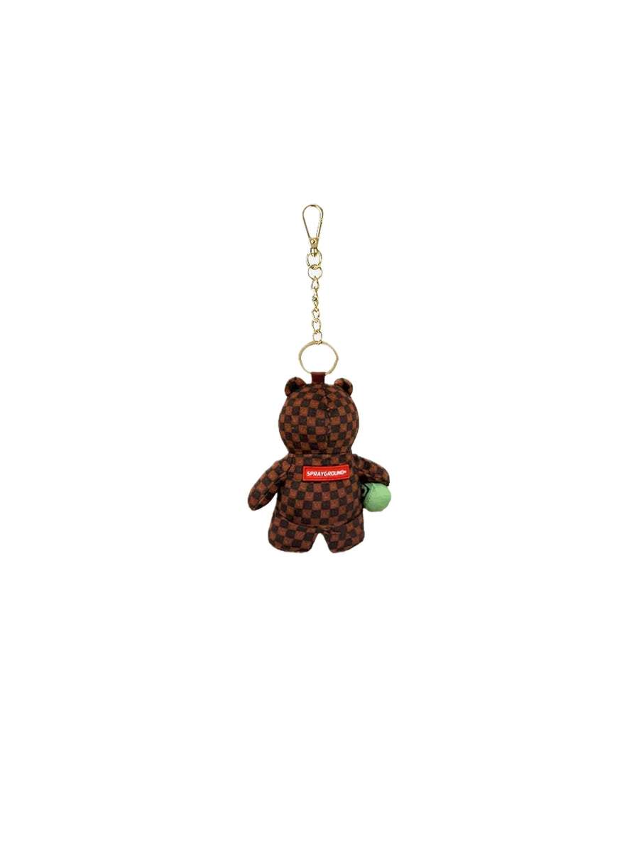 Sip Wtf Bubbly Brown Check Bear Keychain — 2