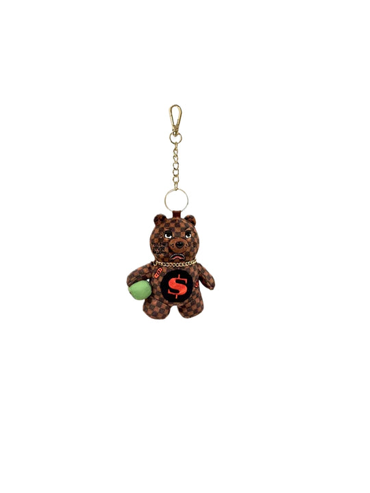 Sip Wtf Bubbly Brown Check Bear Keychain