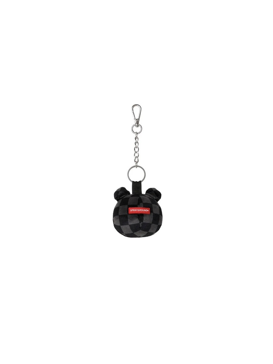 Grey Checker Bear Head Keychain — 2
