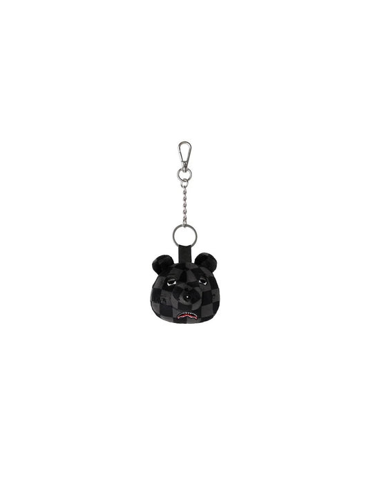 Grey Checker Bear Head Keychain