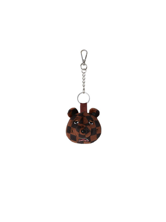 Brown Checker Bear Head Keychain