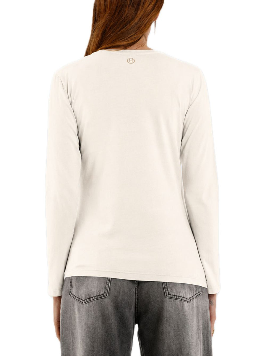 Maglia Slim Manica lunga Paricollo - Panna — 2