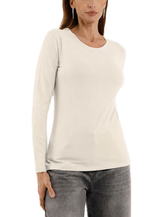 Maglia Slim Manica lunga Paricollo - Panna