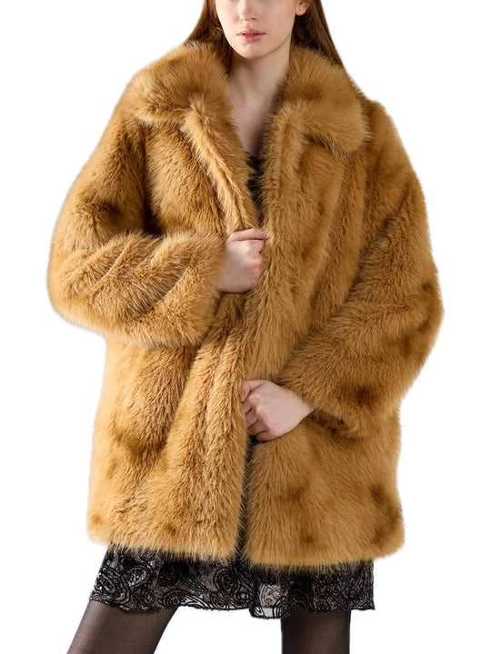 Ladies Coat - Tan Mottled Fur