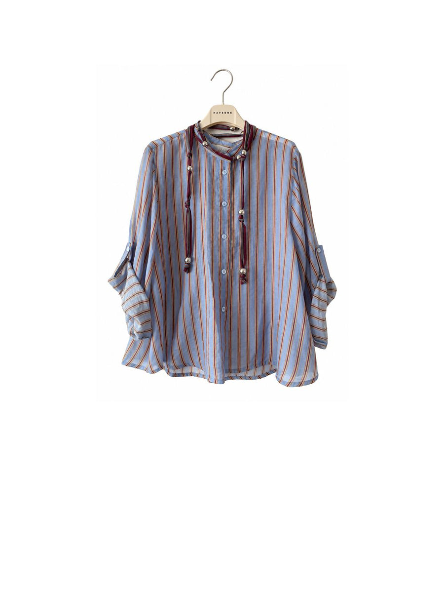 Camicia Con Collana Riga 5 - Celeste
