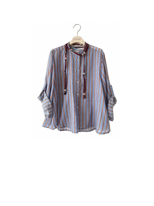 Camicia Con Collana Riga 5 - Celeste