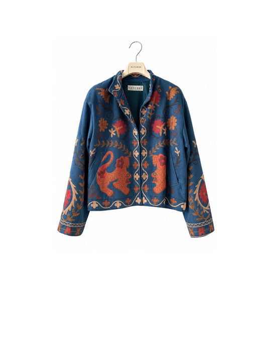 Bomber Ricamo Con Polso Rigato St. Drago - Blu
