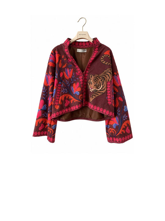 Bomber Ricamo Con Polso Rigato St. Tigre - Marrone